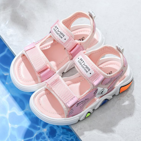 Sandale pentru copii cu autocolante și inscripție