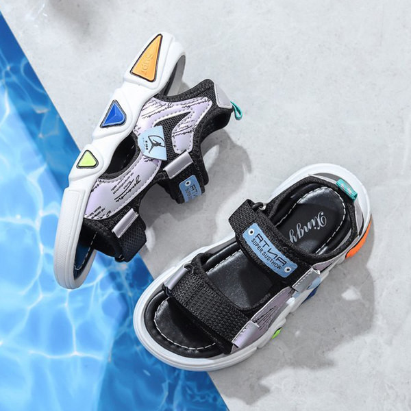 Sandale pentru copii cu autocolante și inscripție