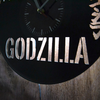 Стилен винилов часовник за стена с надпис Godzilla