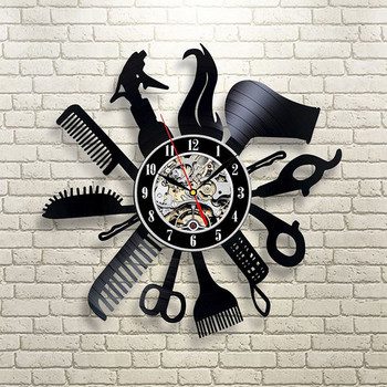 Стилен винилов декоративен часовник Barber shop