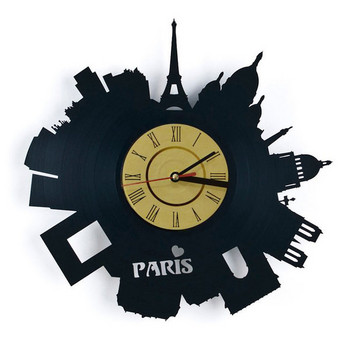Часовник от винил за стена с надпис Paris