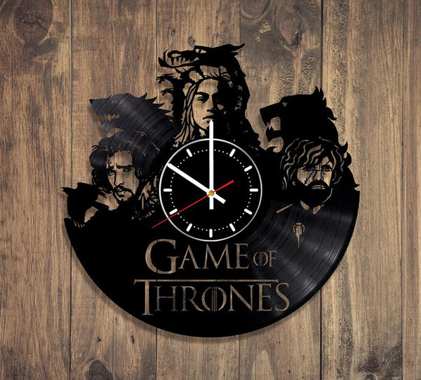 Ceas modern de perete din vinil cu inscripția Game Of Thrones