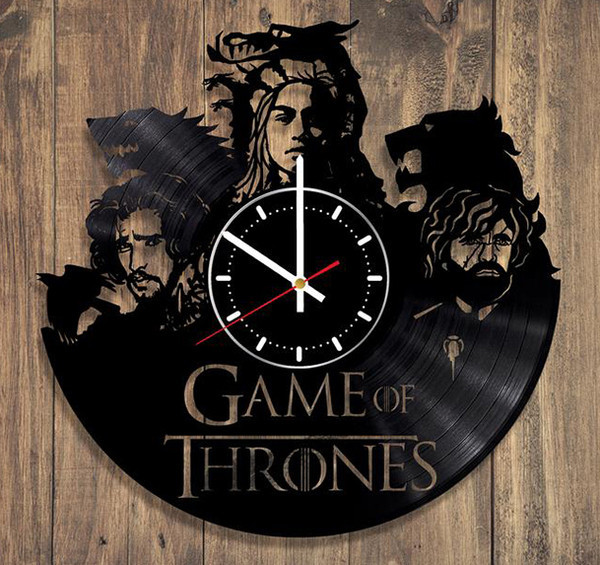 Ceas modern de perete din vinil cu inscripția Game Of Thrones