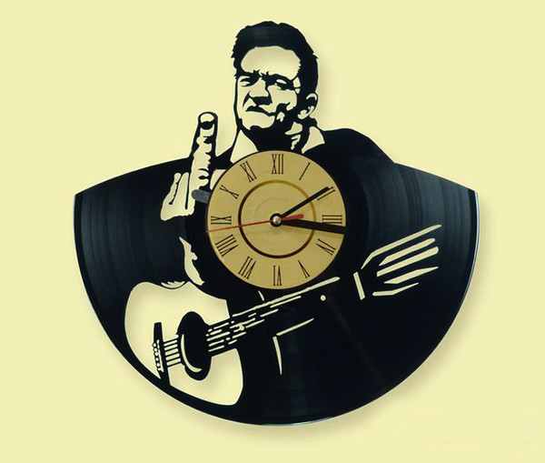 Ceas modern de perete din vinil cu chitara