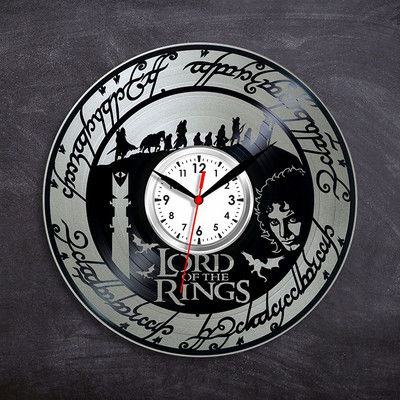 Ceas de perete rotund din vinil, la zi, cu inscripții