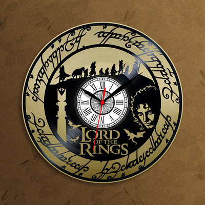 Ceas de perete rotund din vinil, la zi, cu inscripții