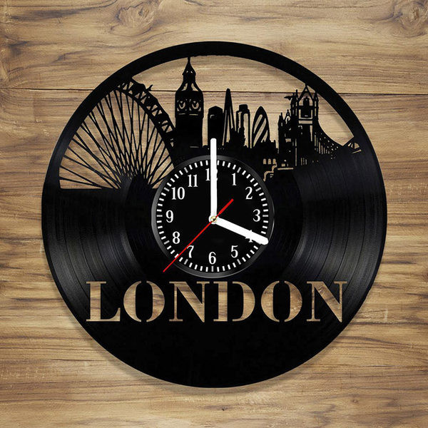 Ceas rotund de perete din vinil cu inscripția London