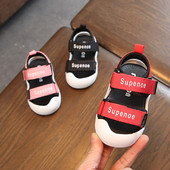 Sandale pentru bebeluși cu autocolante și inscripție pentru fete și băieți