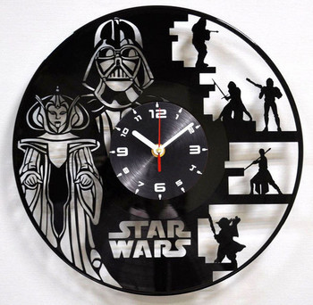 Часовник с надпис за стена в кръгла форма от винил Star Wars