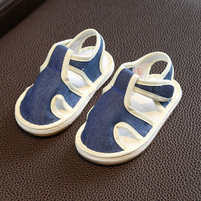 Sandale din stofa bebelusi cu autocolante pentru fete si baieti