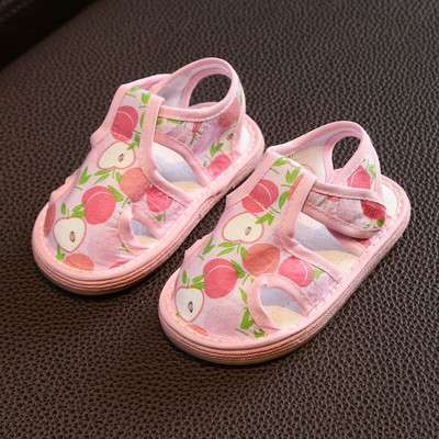 Sandale din stofa bebelusi cu autocolante pentru fete si baieti