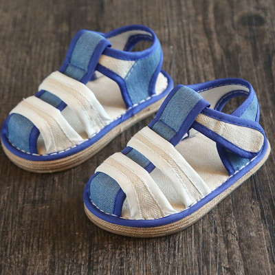 Sandale din stofa bebelusi cu autocolante pentru fete si baieti