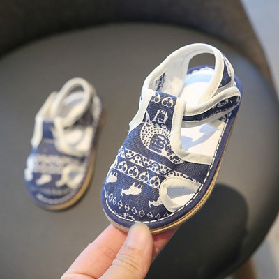 Sandale din stofa bebelusi cu autocolante pentru fete si baieti