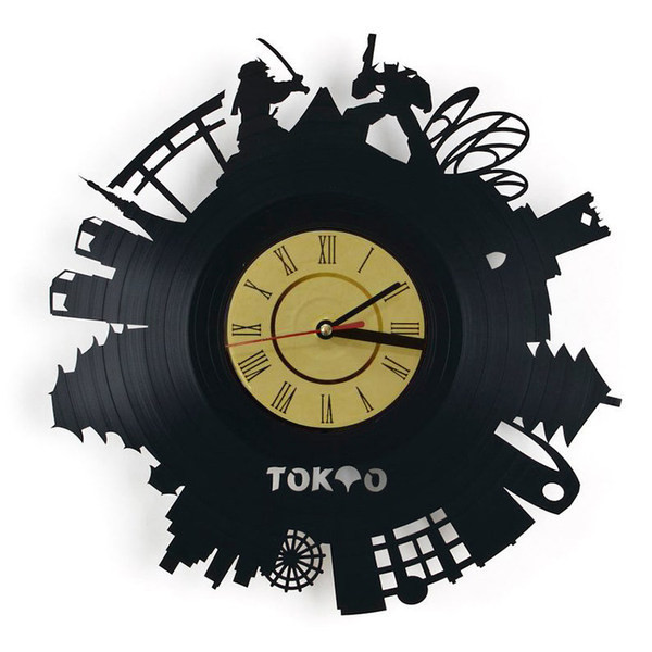 Ceas modern din vinil cu inscripția Tokyo