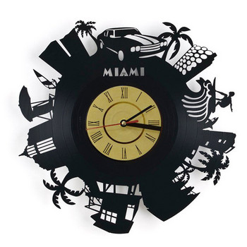 Актуален часовник от винил за стена с надпис Miami