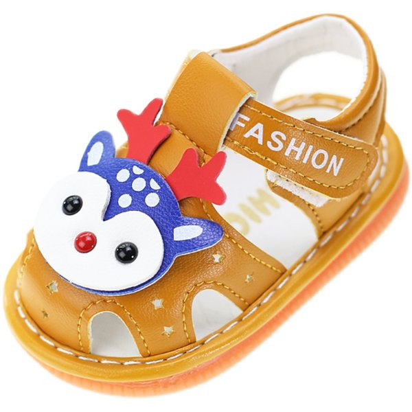 Летни кожени бебешки сандали с мека подметка и апликация