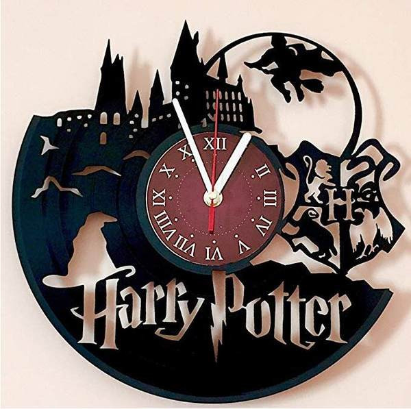 Ceas modern decorativ din vinil cu inscripția Harry Potter