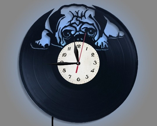 Ceas modern de perete din vinil cu câine