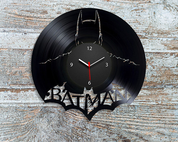 Ceas decorativ din vinil rotund cu inscripția Batman