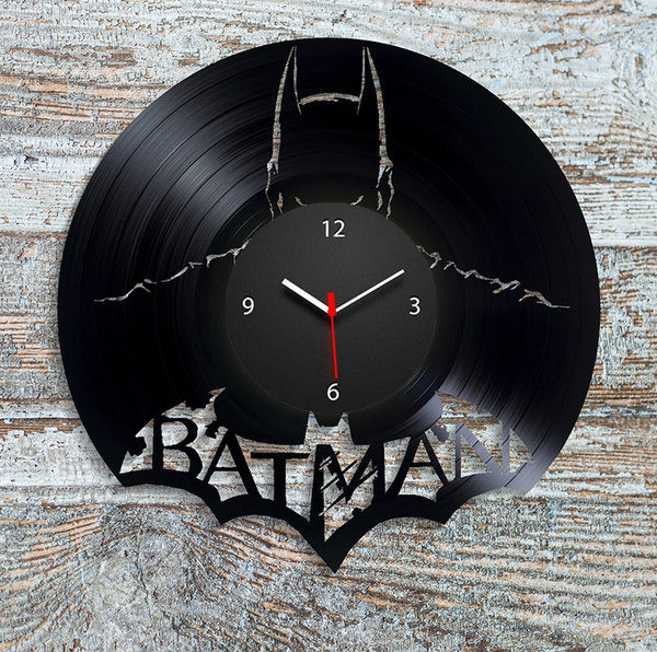 Ceas decorativ din vinil rotund cu inscripția Batman
