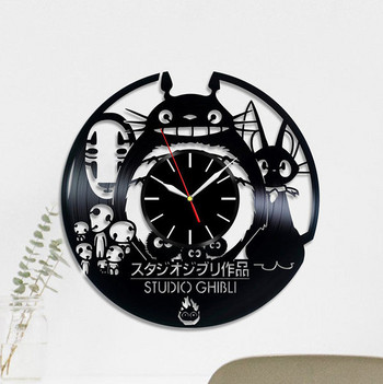 Часовник за стена от винил с котки и надпис Studio Ghibli