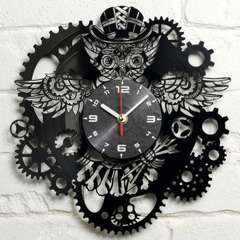 Стилен винилов декоративен часовник с бухал