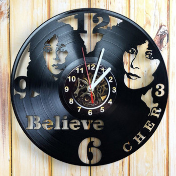 Часовник за стена от винил с надпис Believe
