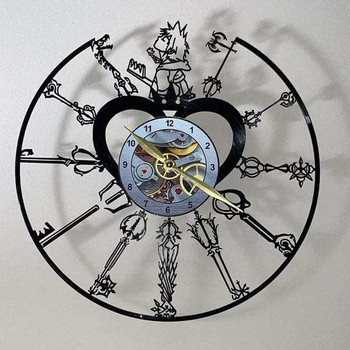 Актуален часовник от винил за стена в кръгла форма