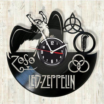 Модерен часовник от винил за стена с надпис Led Zeppelin