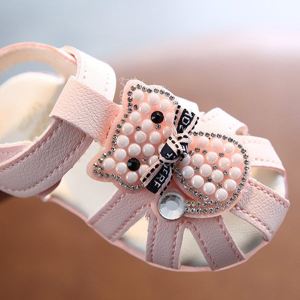 Sandale bebelusi din piele ecologica pentru fete cu perle