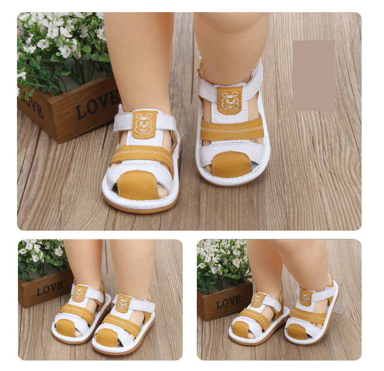 Sandale pentru bebelusi din piele ecologica cu petice si talpa moale