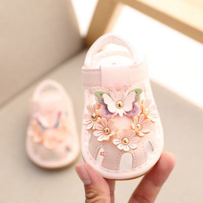 Бебешки сандали с 3D елементи цветя-за момичета