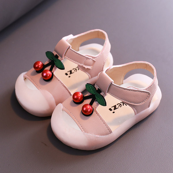 Sandale bebelusi pentru fete cu perle in alb si roz