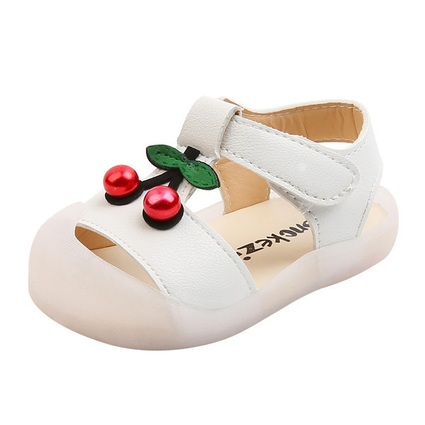 Sandale bebelusi pentru fete cu perle in alb si roz