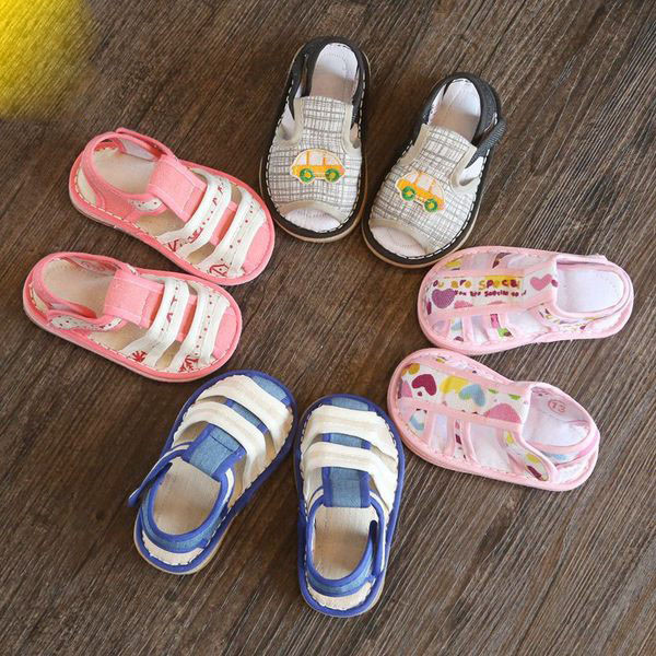 Бебешки платнени сандали с лепенка за момичета и момчета