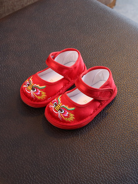 Pantofi pentru bebelusi cu broderie colorata si autocolante