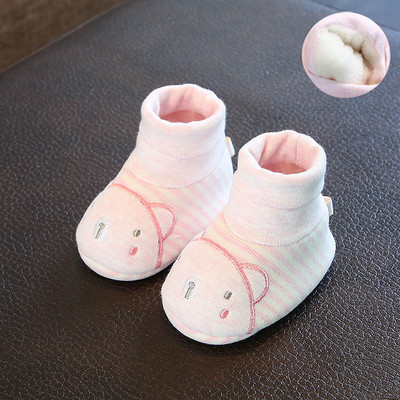 Cizme bebelusi cu broderie si cravate - tip soseta