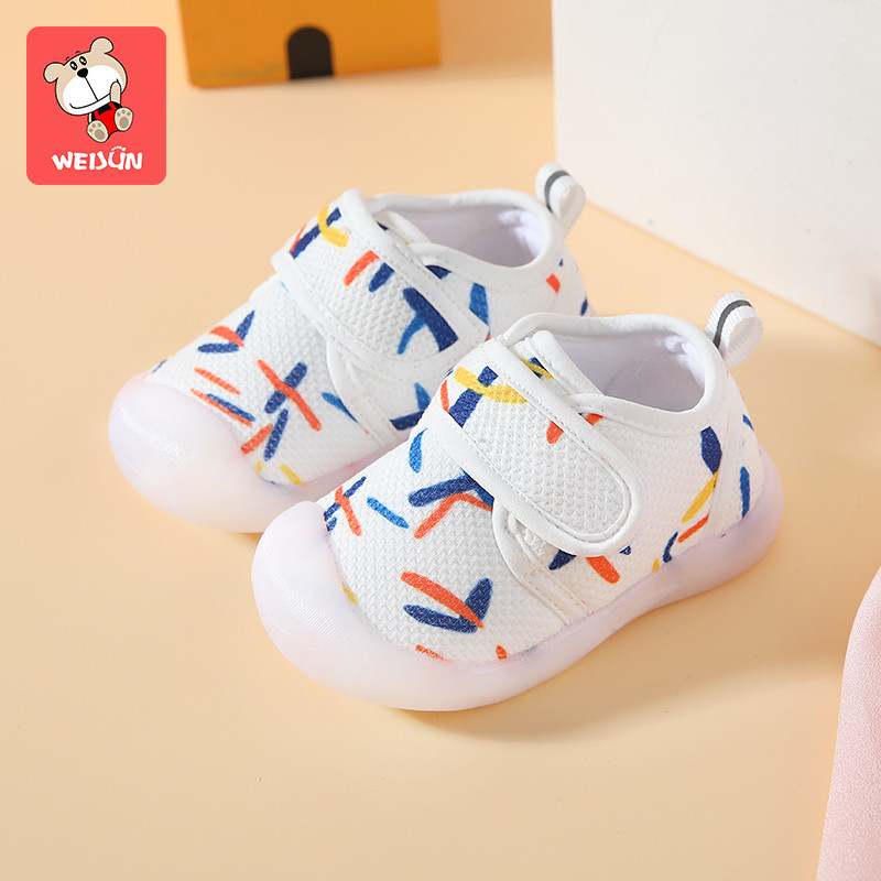 Pantofi respirabili pentru bebelusi cu plasturi si talpa moale