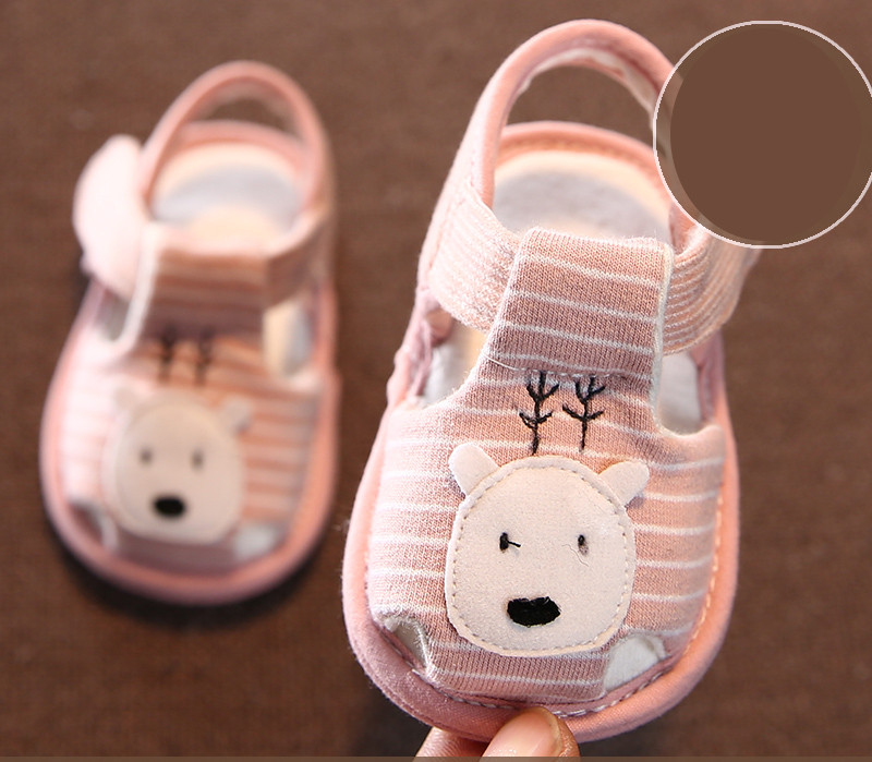 Sandale textile pentru bebelusi cu aplicatie si talpa moale