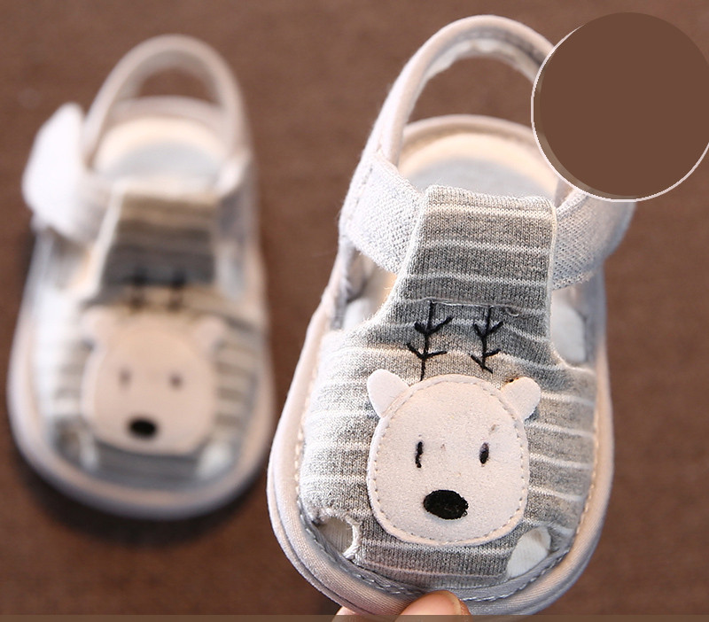 Sandale textile pentru bebelusi cu aplicatie si talpa moale