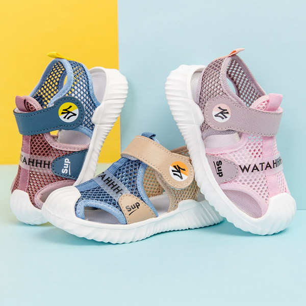 Sandale pentru bebeluși cu plasă și autocolante