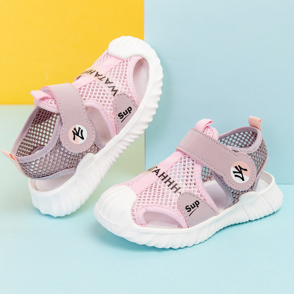 Sandale pentru bebeluși cu plasă și autocolante