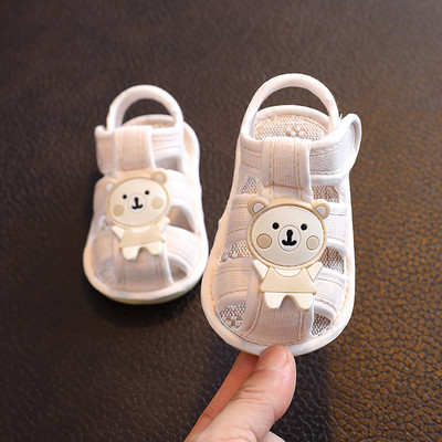 Sandale de vara din stofa bebelusi cu element 3D