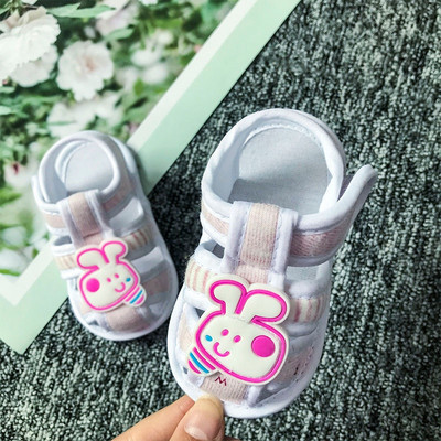 Sandale de vara din stofa bebelusi cu element 3D