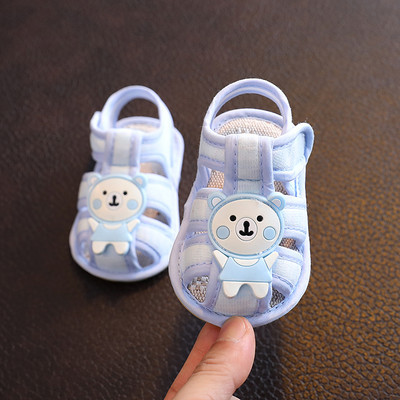 Sandale de vara din stofa bebelusi cu element 3D