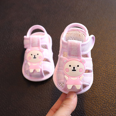 Sandale de vara din stofa bebelusi cu element 3D