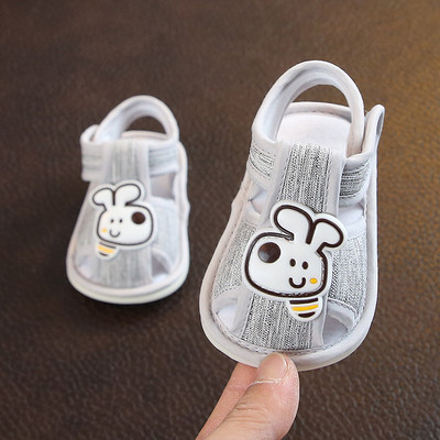 Sandale de vara din stofa bebelusi cu element 3D