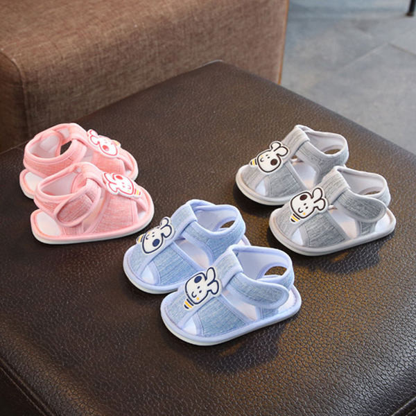 Sandale de vara din stofa bebelusi cu element 3D