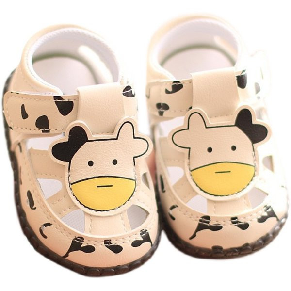 Sandale din piele pentru bebeluși cu element 3D și talpă moale