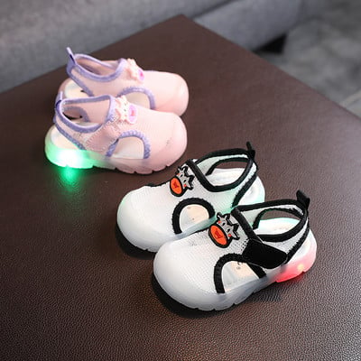 Летни текстилни  сандали с гумени светещи подметки